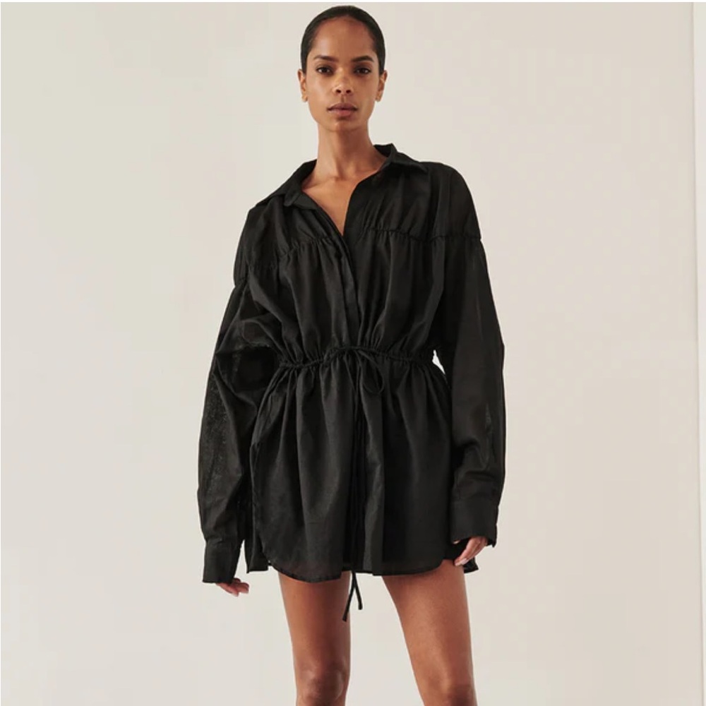 DISSH Floyce Black Linen Long Sleeve Top